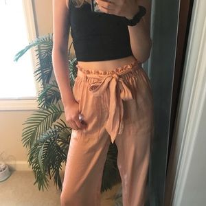 American Eagle (Aerie) Pink Flowy Paperbag Pants